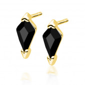 Cercei argint placati cu aur galben cu piatra neagra DiAmanti Z1721EG_B-DIA